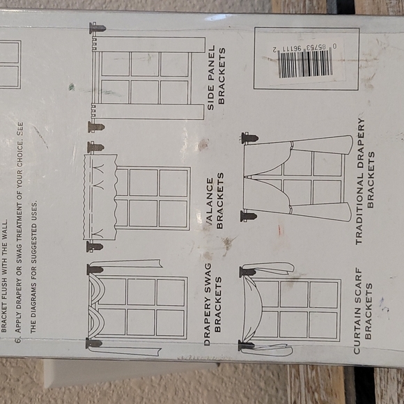 Curtain Rod drapery Bracket Gold/white - Picture 5 of 8